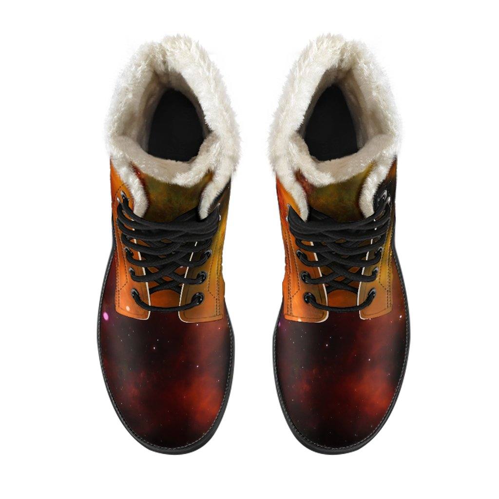 Space Dusk Vegan Leather Boots with Faux Fur Lining - Manifestie