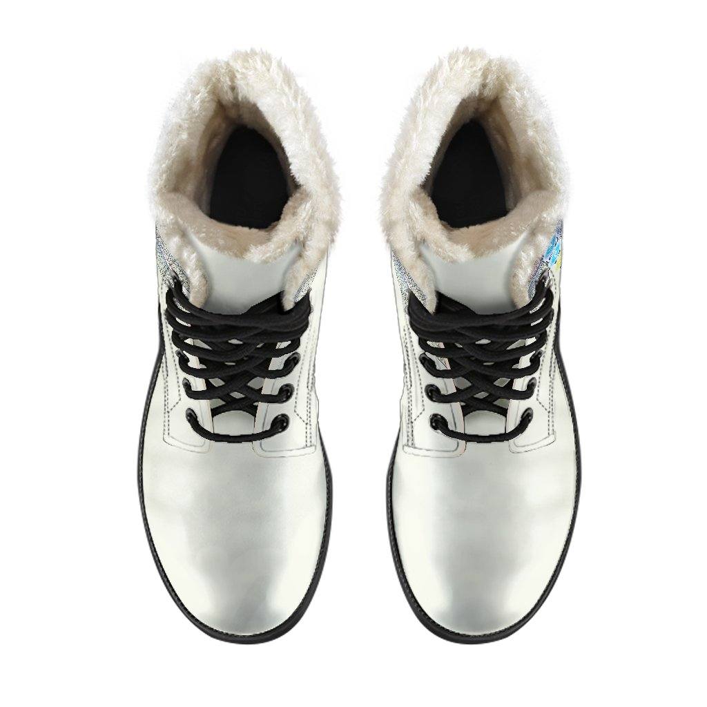 Chakra Dragonfly Light Vegan Leather Boots with Faux Fur Lining - Manifestie