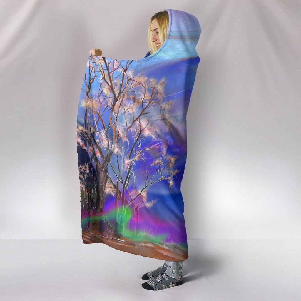 Surreal Night Hooded Blanket | Plush, Premium Sherpa | Kids, Adult | Blue, Pink - Manifestie