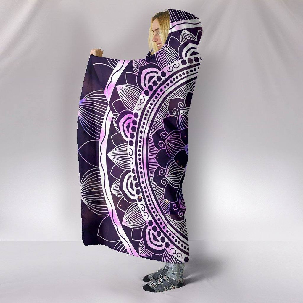 Purple Mandala Hooded Blanket | Plush, Premium Sherpa | Kids, Adult | Purple - Manifestie