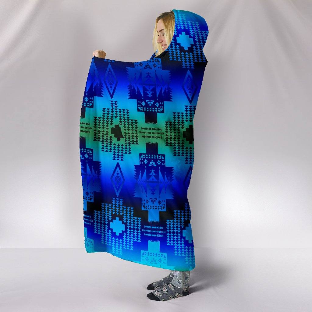 Morning Lake Hooded Blanket | Plush, Premium Sherpa | Kids, Adult | Blue Green - Manifestie