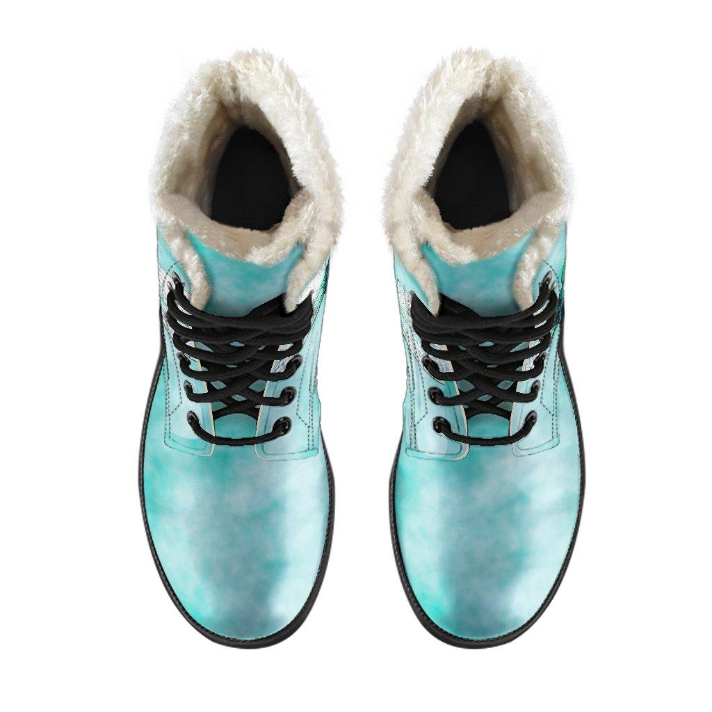 Dragonfly Sky Vegan Leather Boots With Faux Fur Lining - Manifestie