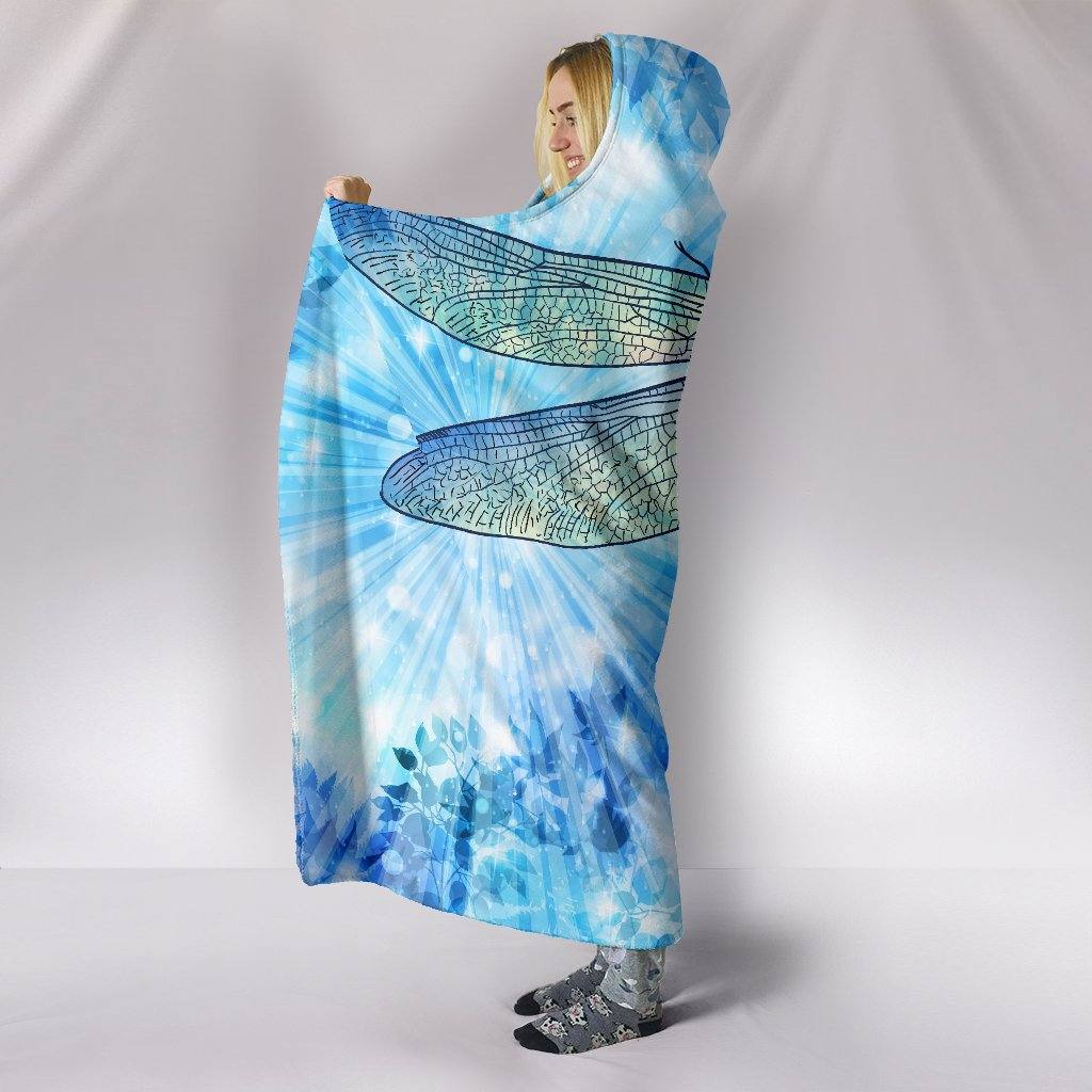 Blue Tie Dye Dragonfly Hooded Blanket | Plush, Premium Sherpa | Kids, Adult - Manifestie