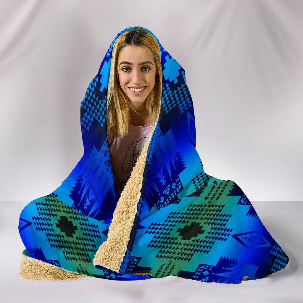 Morning Lake Hooded Blanket | Plush, Premium Sherpa | Kids, Adult | Blue Green - Manifestie