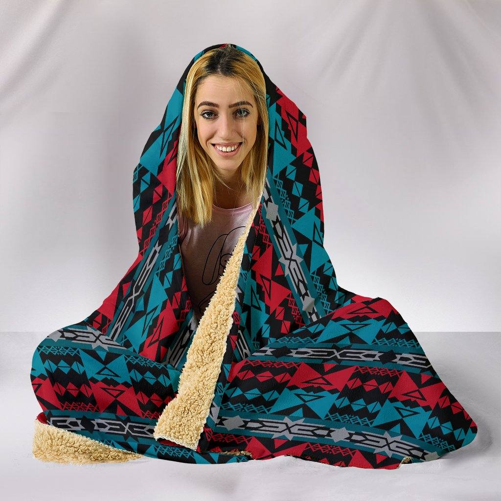 The Lodge Hooded Blanket | Plush, Premium Sherpa | Kids, Adult | Red Blue - Manifestie