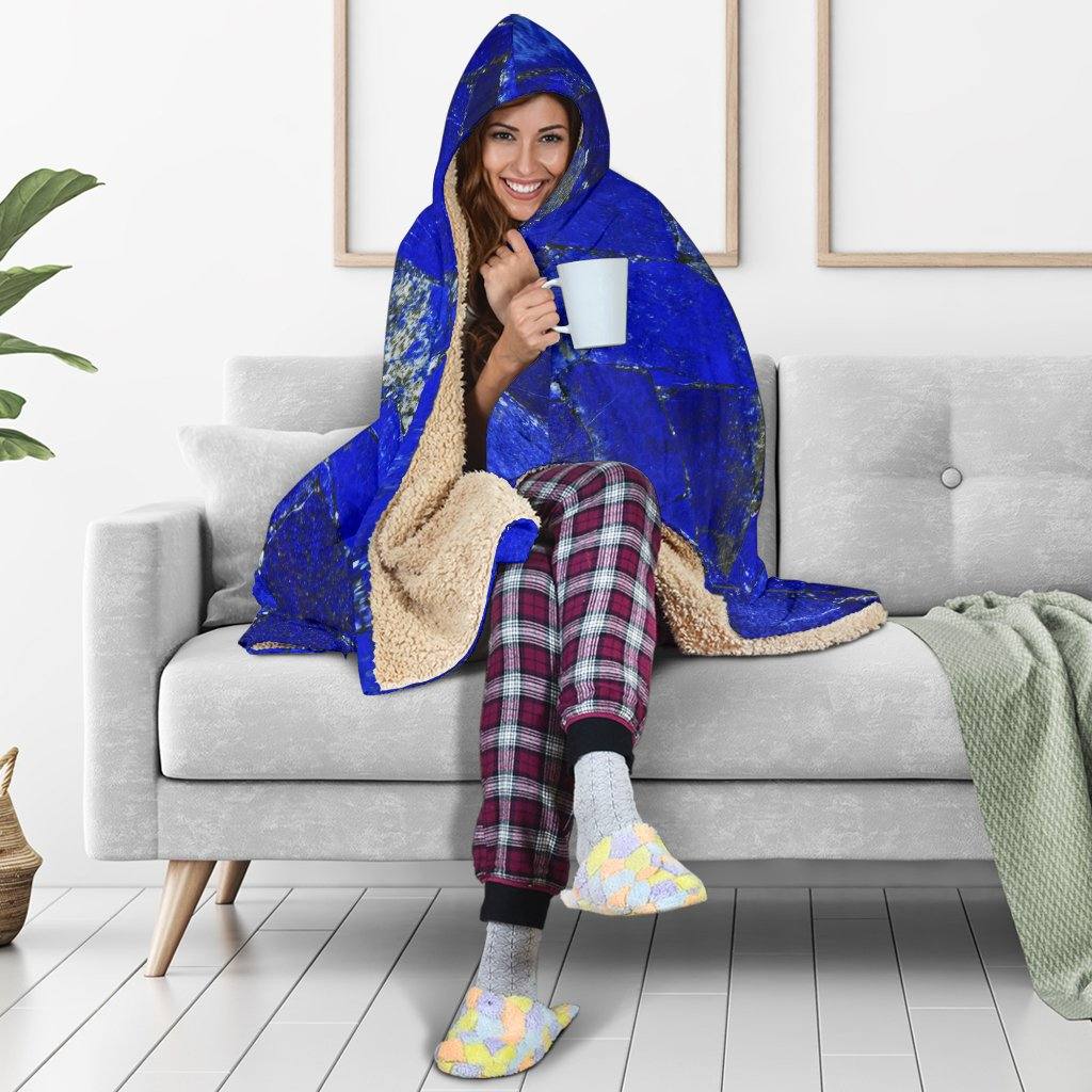 Lapis Lazuli Hooded Blanket | Plush, Premium Sherpa | Kids, Adult | Blue - Manifestie