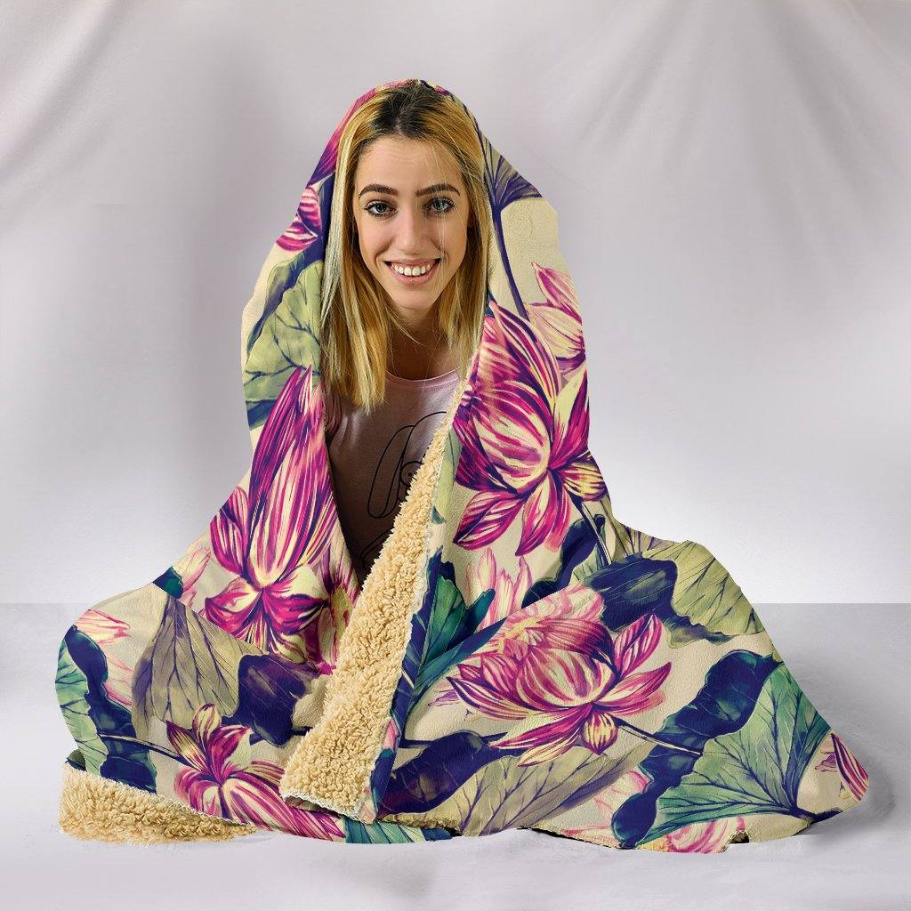 Soft Lotus Hooded Blanket | Plush, Premium Sherpa | Kids, Adult | Pink - Manifestie
