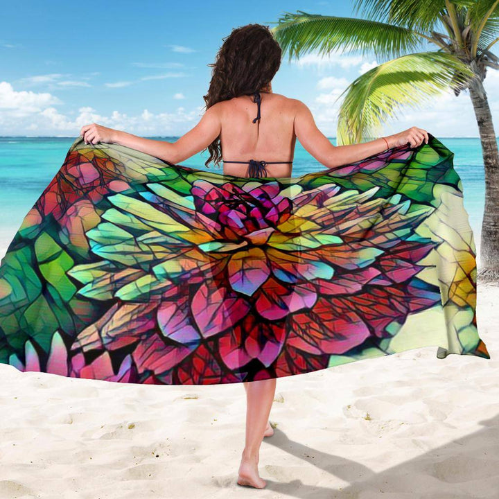 Stained Glass Flowers Chiffon Beach Cover Up | Sarong | Pareo - Manifestie