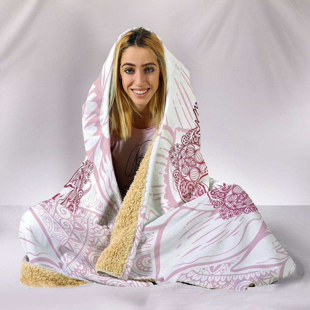 Paisley Mandala Lotus Flower Hooded Blanket | Plush, Premium Sherpa | Kids, Adult | Pink - Manifestie