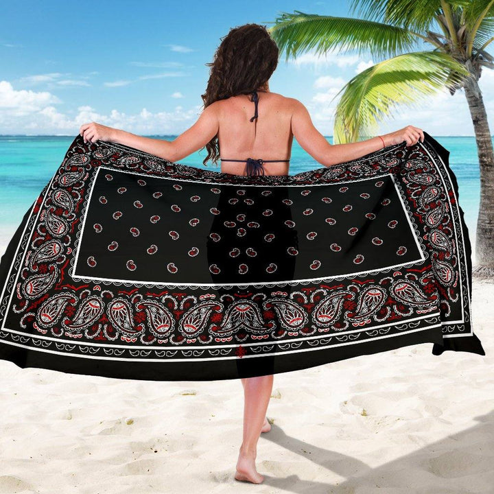 Paisley Black Bandana Chiffon Beach Cover Up | Sarong | Pareo - Manifestie