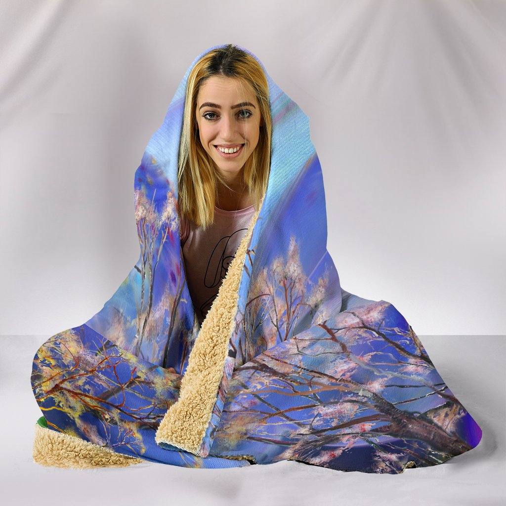 Surreal Night Hooded Blanket | Plush, Premium Sherpa | Kids, Adult | Blue, Pink - Manifestie