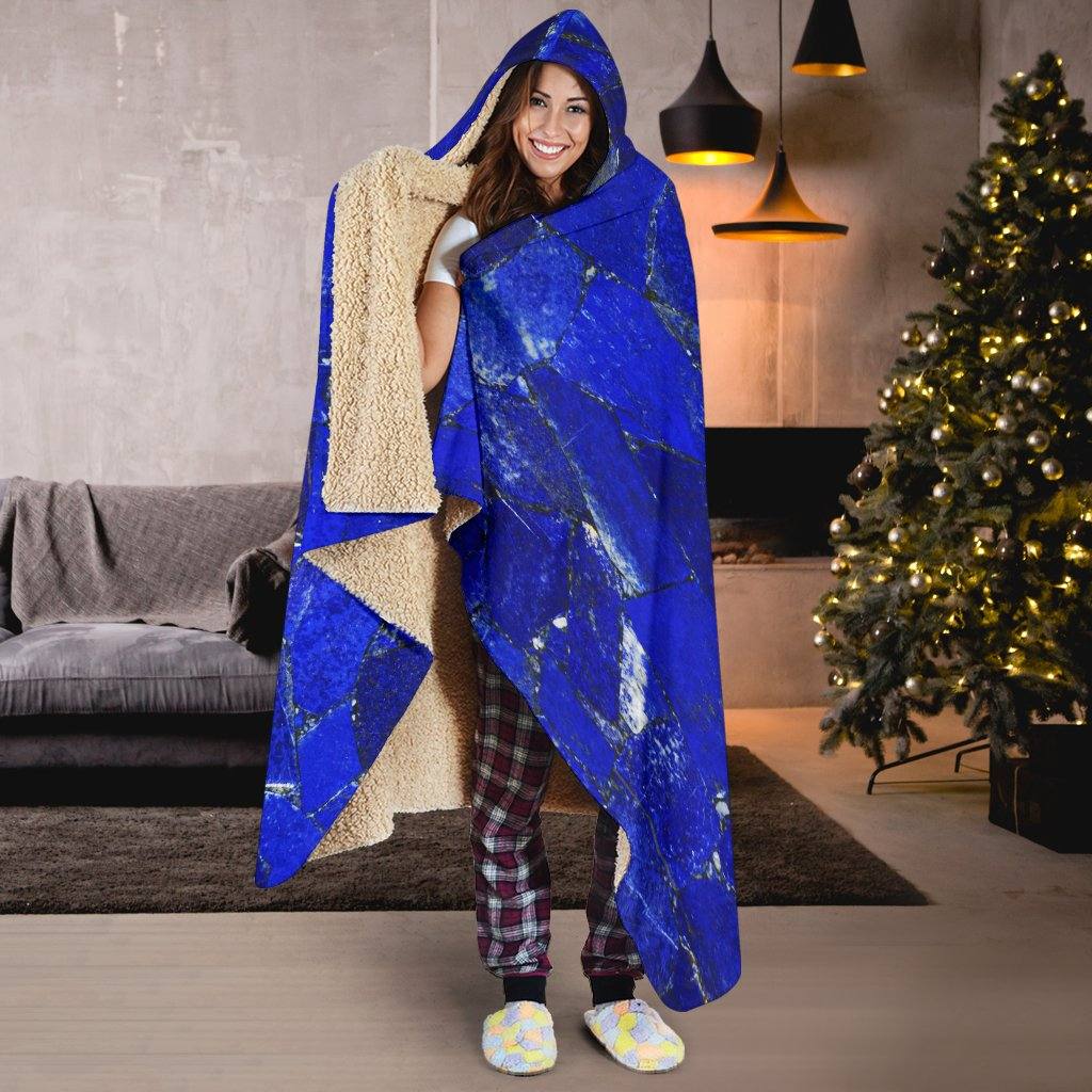 Lapis Lazuli Hooded Blanket | Plush, Premium Sherpa | Kids, Adult | Blue - Manifestie