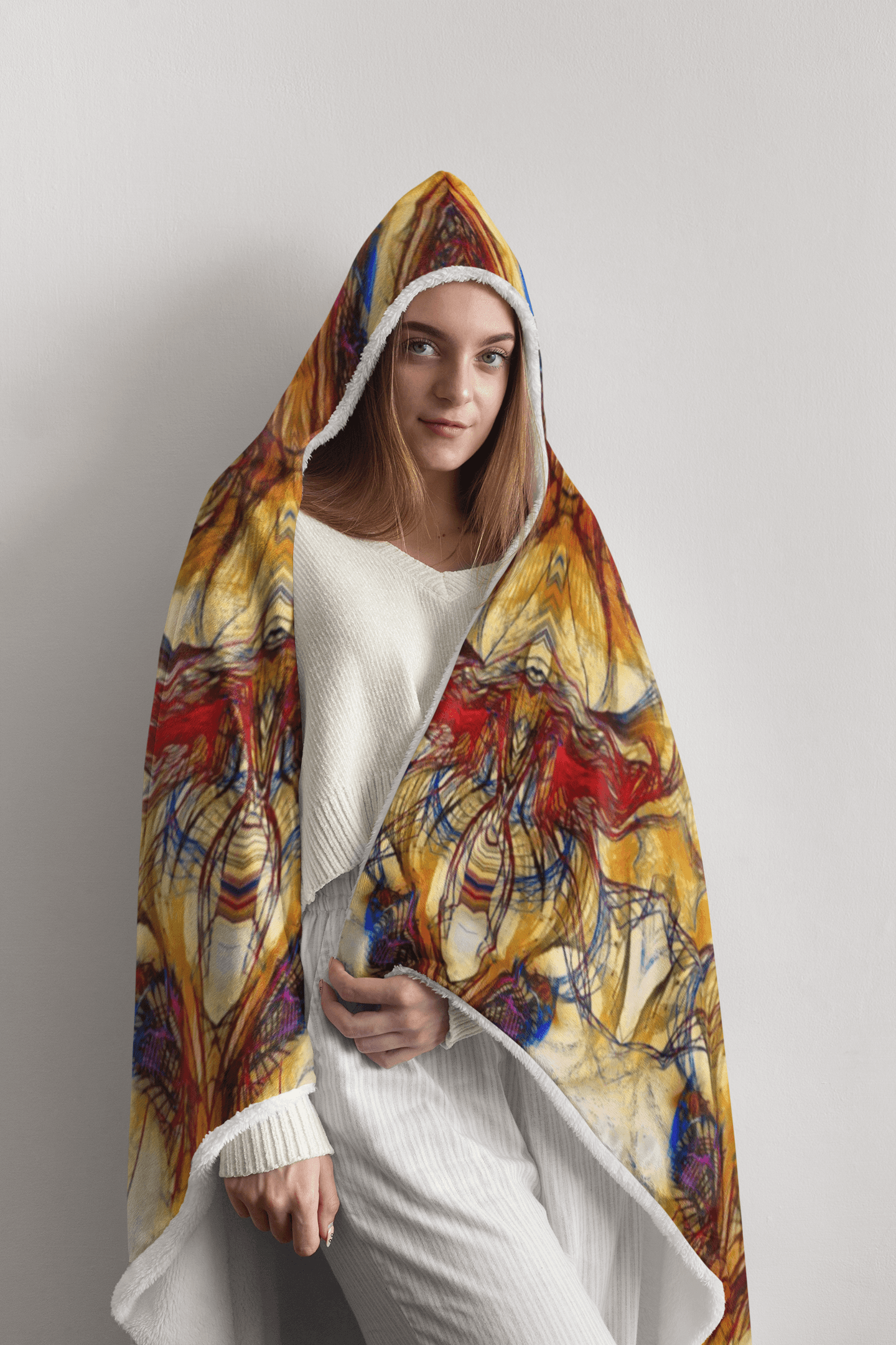 GOLDEN AGE PREMIUM HOODED BLANKET with WRIST STRAPS | Plush, Premium Sherpa | Kids, Adult - Manifestie