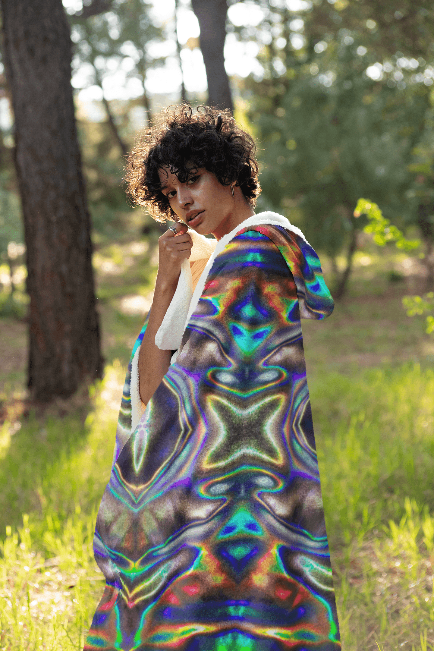 HOLOGRAPHIC PRINT PREMIUM HOODED BLANKET with WRIST STRAPS | Plush, Premium Sherpa | Kids, Adult - Manifestie
