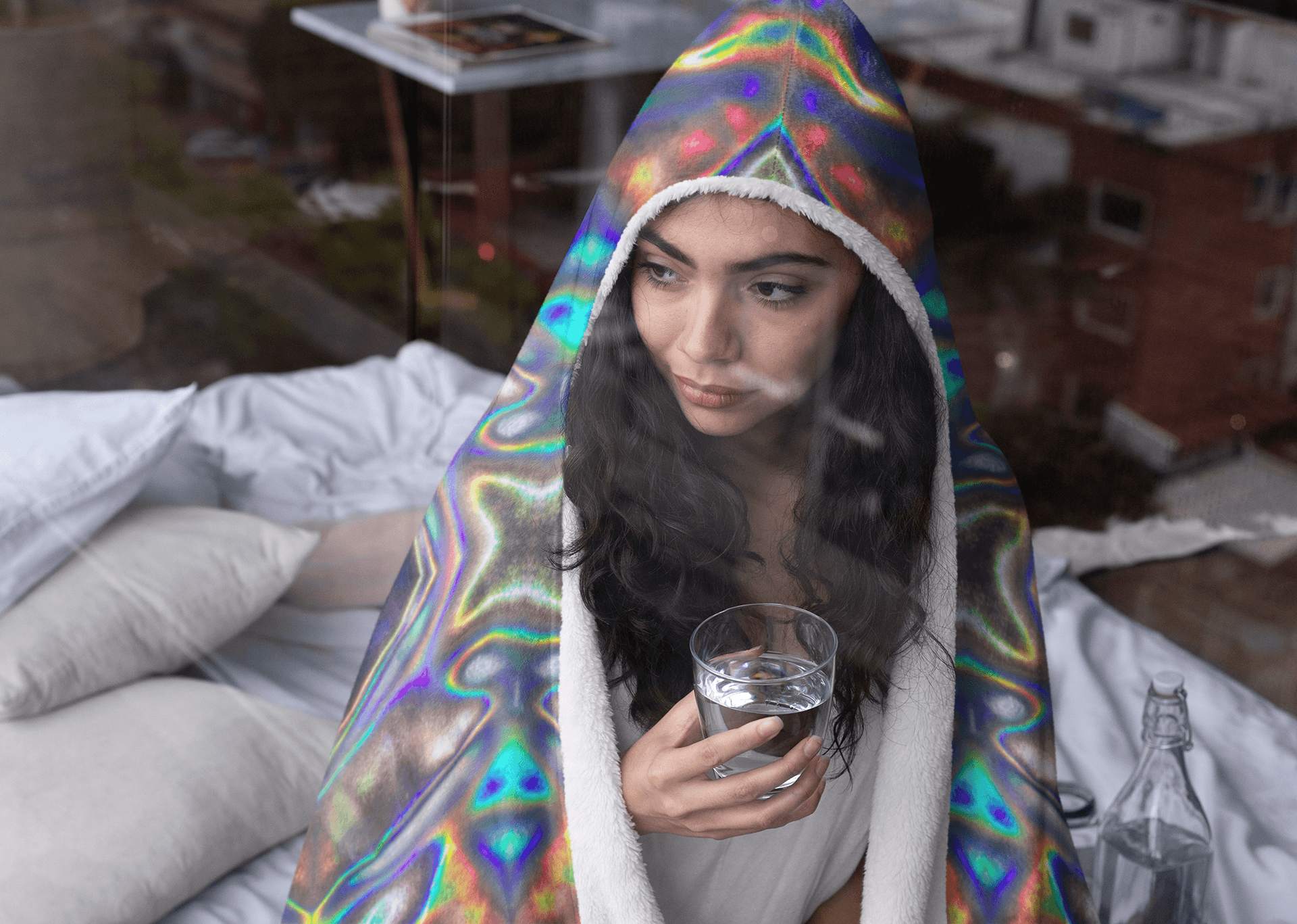 HOLOGRAPHIC PRINT PREMIUM HOODED BLANKET with WRIST STRAPS | Plush, Premium Sherpa | Kids, Adult - Manifestie