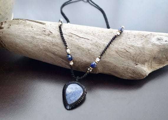 Sodalite Macrame Necklace | Stone of Intuition | Micro-Macrame | Unisex, Healing Crystal Jewelry - Manifestie