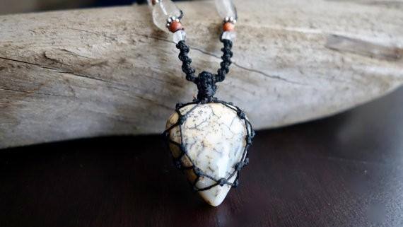 Tree Agate Macrame Necklace | Stone of Abundance | Micro-Macrame | Unisex, Healing Crystal Jewelry - Manifestie