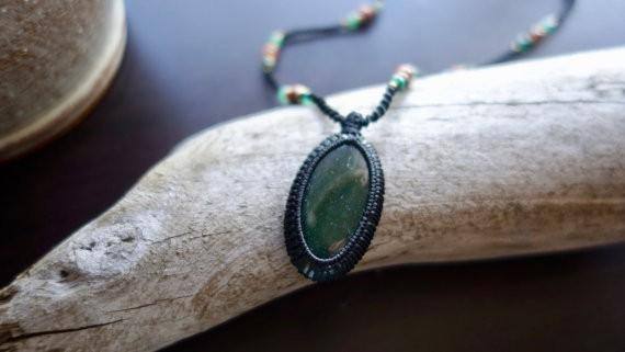 Green Aventurine Macrame Necklace | Prosperity  Healing Crystal - Manifestie