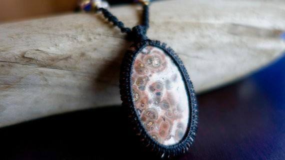 Poppy Jasper Macrame Necklace | Stone of Relaxation | Unisex, Healing Crystal Jewelry - Manifestie