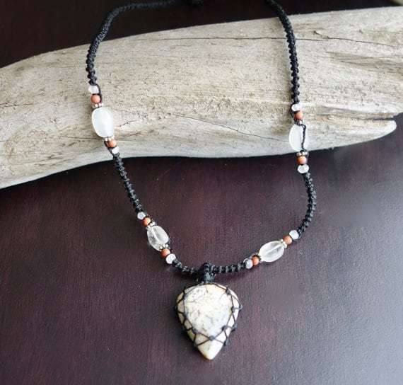 Tree Agate Macrame Necklace | Stone of Abundance | Micro-Macrame | Unisex, Healing Crystal Jewelry - Manifestie
