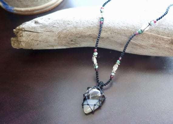 Black Onyx Macrame Necklace | Your Stone for Stength | Unisex, Healing Crystal Jewelry - Manifestie