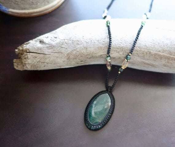 Green Aventurine Macrame Necklace | Prosperity Healing Crystal - Manifestie