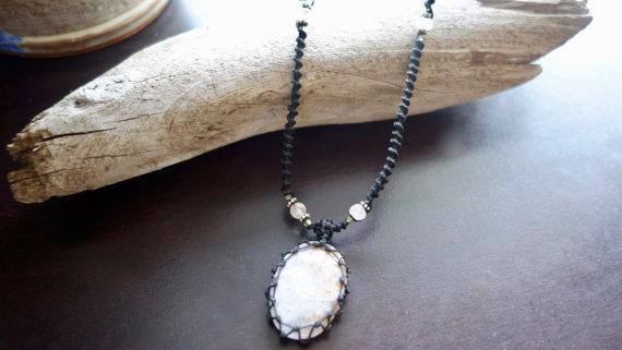 Jasper Macrame Necklace | Stone of Relaxation | Unisex, Healing Crystal Jewelry - Manifestie