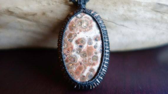 Poppy Jasper Macrame Necklace | Stone of Relaxation | Unisex, Healing Crystal Jewelry - Manifestie