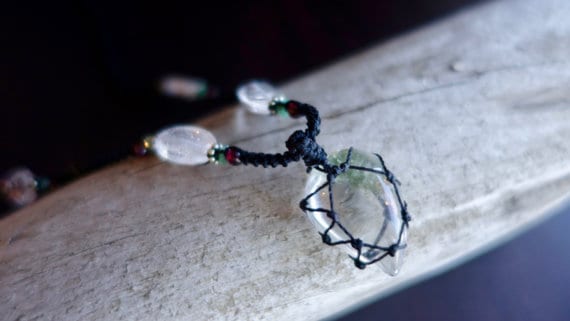 Quartz Macrame Necklace | Energizing Stone | Micro-Macrame | Unisex, Healing Crystal Jewelryf