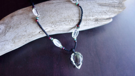 Quartz Macrame Necklace | Energizing Stone | Micro-Macrame | Unisex, Healing Crystal Jewelryf