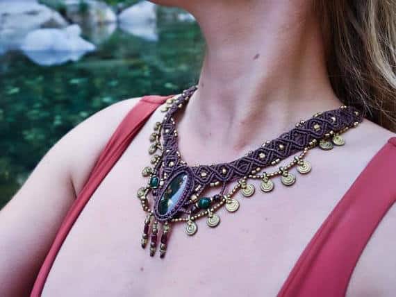 Fancy Jasper Macrame Necklace | Ziba Design | Stone of Relaxation | Micro-Macrame | Healing Crystal Jewelry