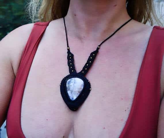 Dendrite Opal Macrame Necklace | Shakti Design | Stone of Abundance - Manifestie