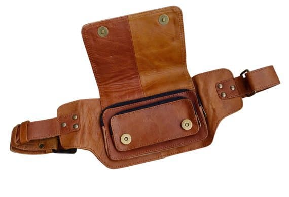 Leather Festival Belt | Brown, 3 pocket | Classic Style