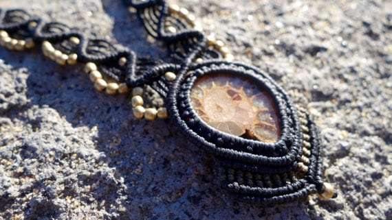 Ammonite Fossil Macrame Necklace | Temple Design - Manifestie