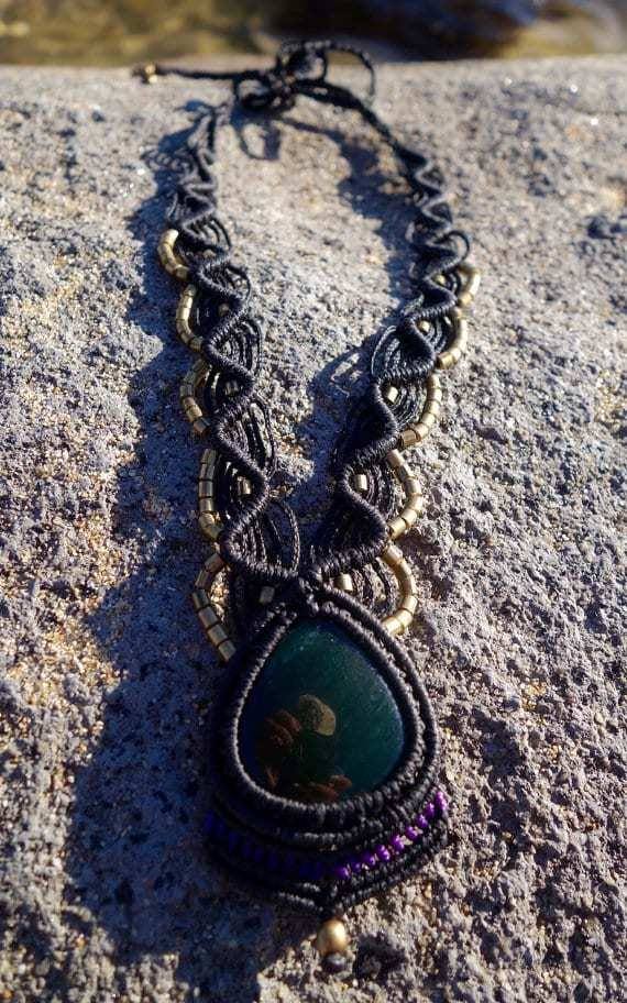 Green Aventurine Macrame Necklace | Temple Design - Manifestie