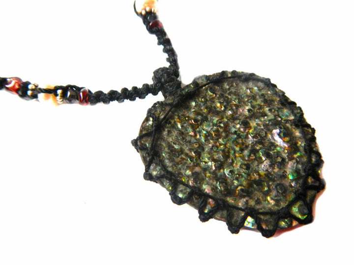 organic abalone seashell macrame Necklace – Your vessel for cleansing stone - Manifestie