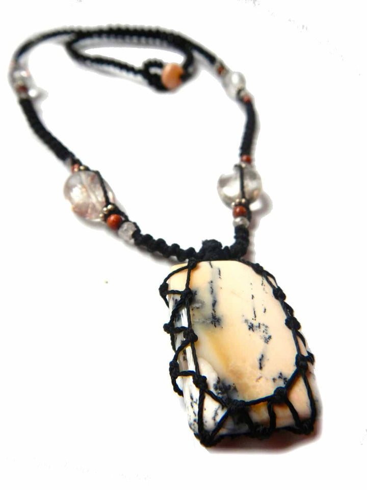 Tree Agate macrame Necklace – Your Stone For Abundance- Bohemian healing crystal - Manifestie