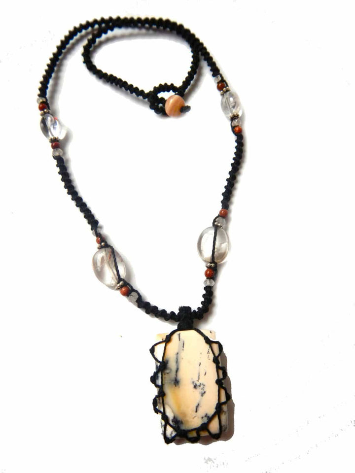 Tree Agate macrame Necklace – Your Stone For Abundance- Bohemian healing crystal - Manifestie