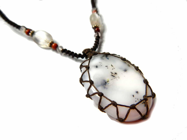 Tree Agate macrame Necklace – Your Stone For Abundance- Bohemian healing crystal - Manifestie