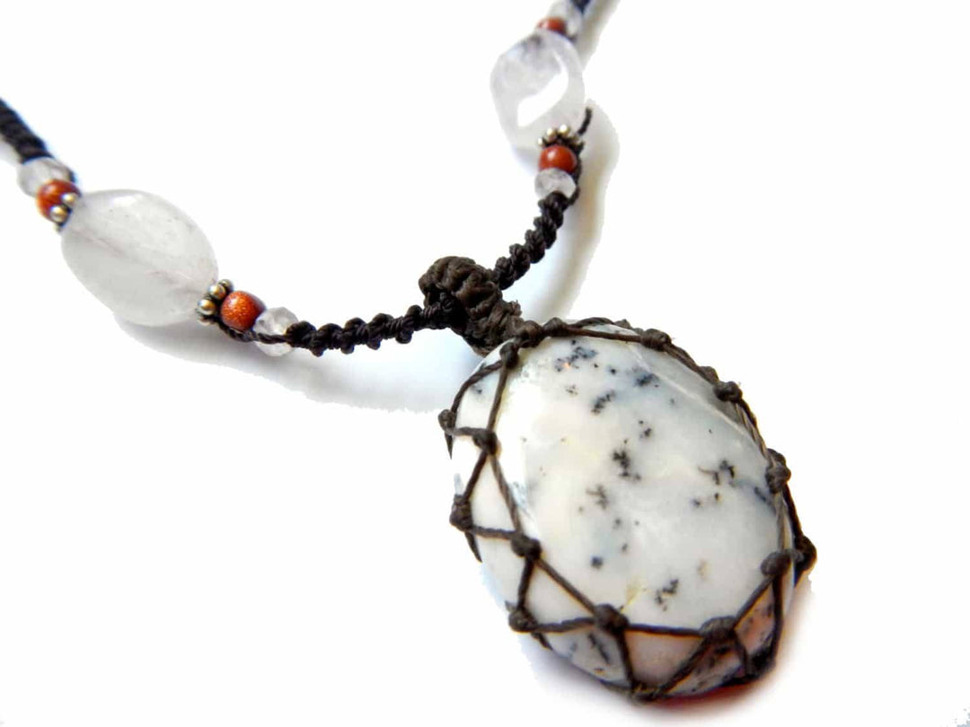 Tree Agate macrame Necklace – Your Stone For Abundance- Bohemian healing crystal - Manifestie