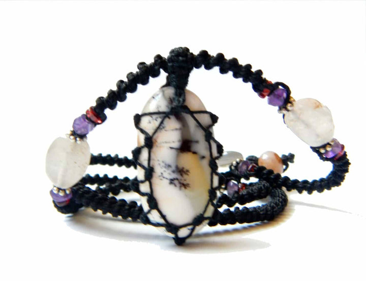 Tree Agate macrame Necklace – Your Stone For Abundance- Bohemian healing crystal - Manifestie