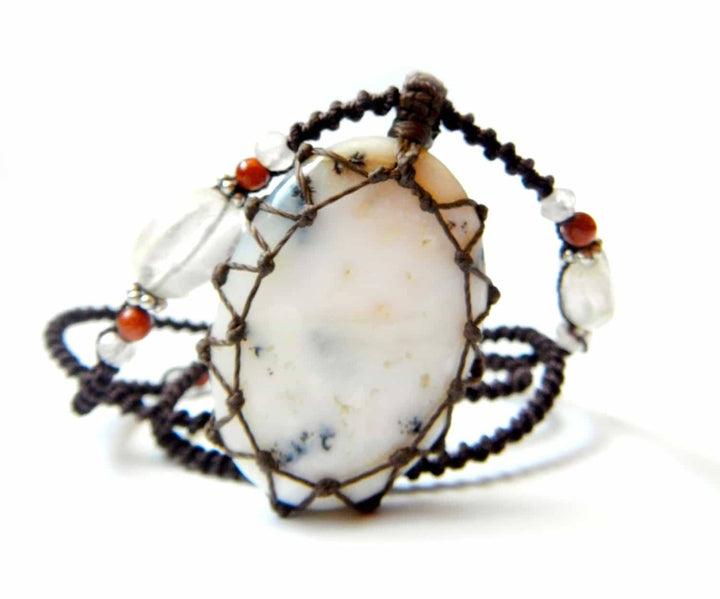 Tree Agate macrame Necklace – Your Stone For Abundance- Bohemian healing crystal - Manifestie