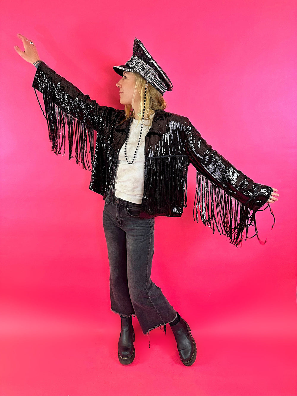 Womens Silver Sequin Jacket, Disco Jacket, Vintage Fringed Tinsel Jacket, Boho party Jacket with Tassels, Western Jacket, Bohemian Jacket