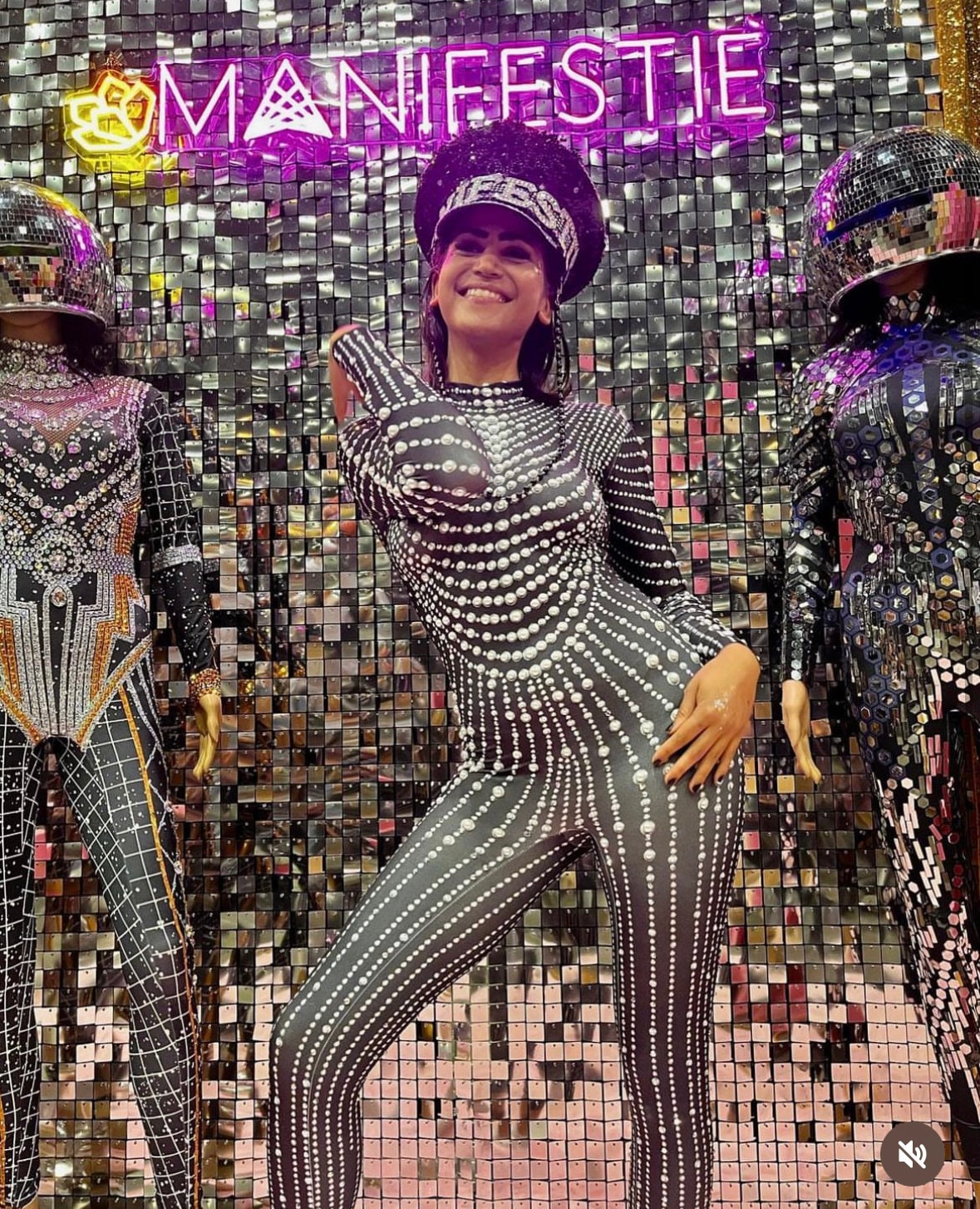 Salacia Rhinestone Bodysuit / Black Pearl Festival Outfit / New Years Eve Crystal Catsuit / Burning Man Futuristic Performer Costume Tribal