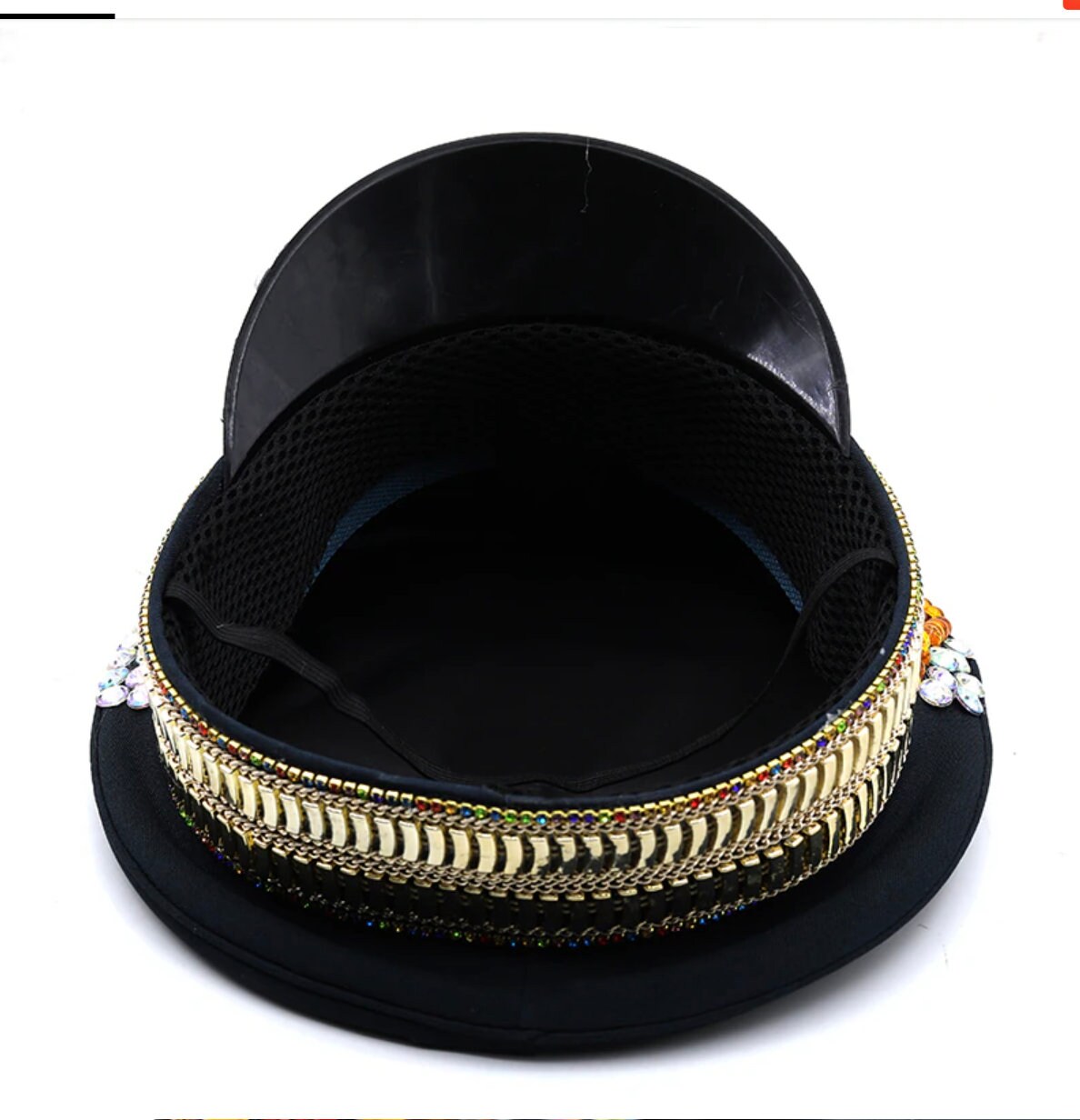 Multicolored Gold Rhinestone Hat / Sequin Hat / Party Captain Hat / Festival Hat / EDC Hat, Rave Hat / Birthday Hat / Custom Phrase Hat