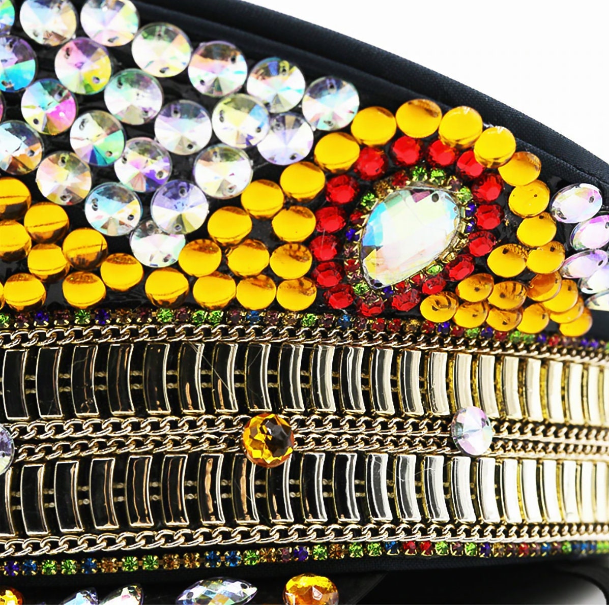 Multicolored Gold Rhinestone Hat / Sequin Hat / Party Captain Hat / Festival Hat / EDC Hat, Rave Hat / Birthday Hat / Custom Phrase Hat