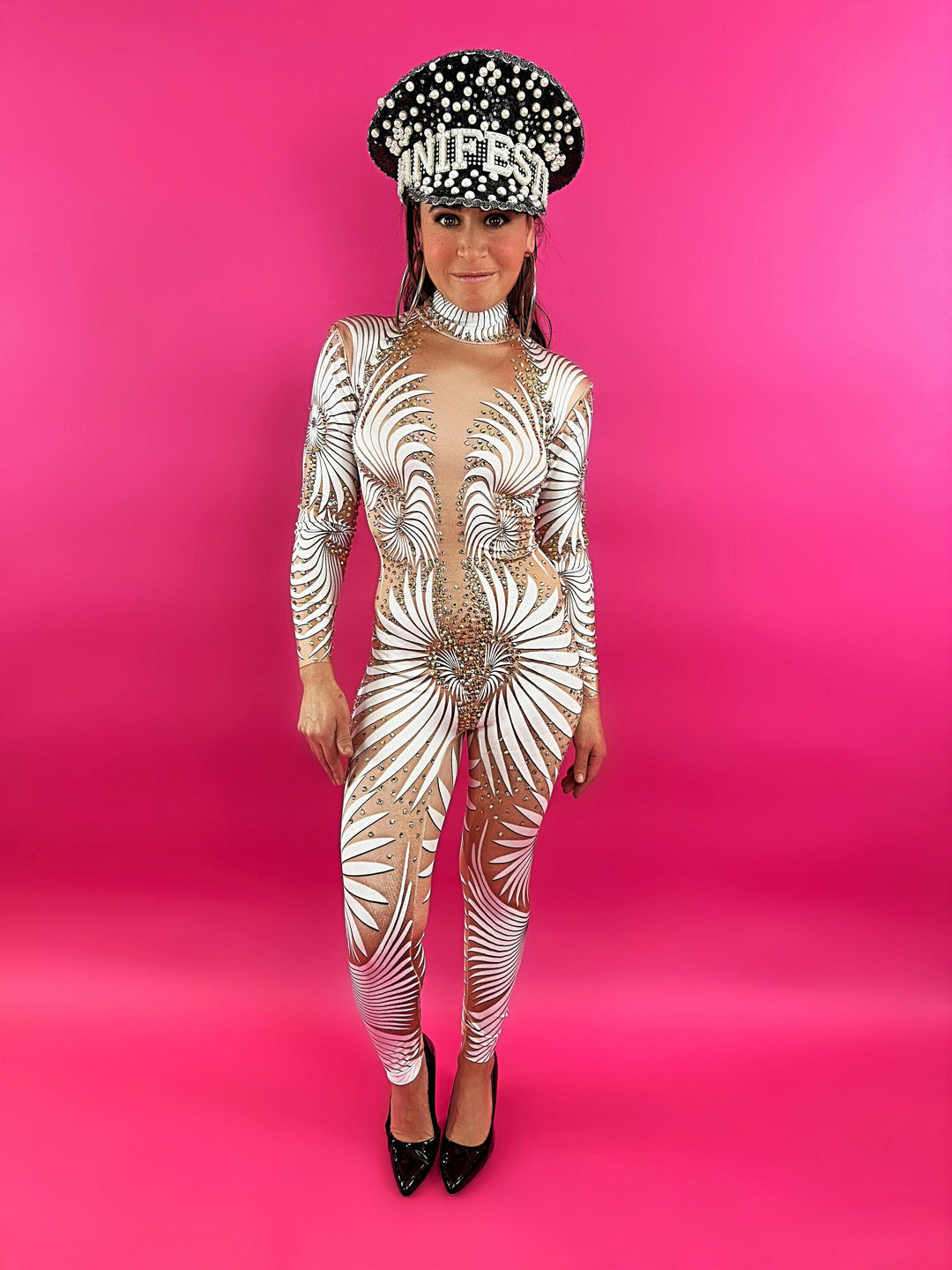 White Angel Rhinestone Bodysuit / Festival Wedding / Diamond Disco Catsuit / Feminine Divine Costume Burning Man Performer Stage Disco Dance