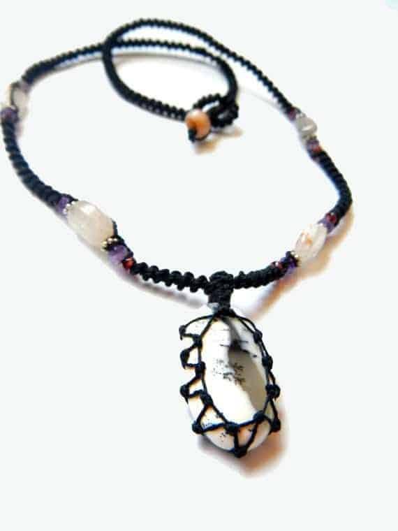 Tree Agate macrame Necklace – Your Stone For Abundance- Bohemian healing crystal - Manifestie