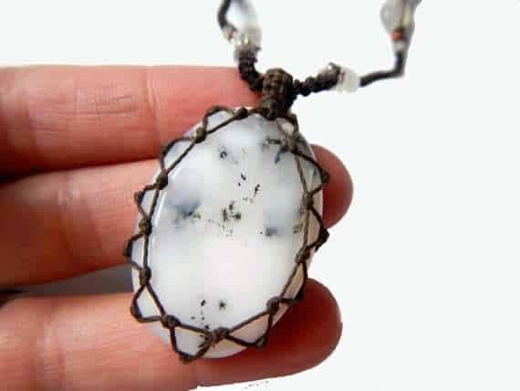 Tree Agate macrame Necklace – Your Stone For Abundance- Bohemian healing crystal - Manifestie