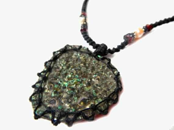 organic abalone seashell macrame Necklace – Your vessel for cleansing stone - Manifestie